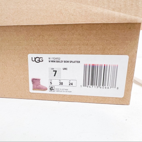 UGG Mini Bailey Bow Splatter Boots Color Urchin - Picture 12 of 15
